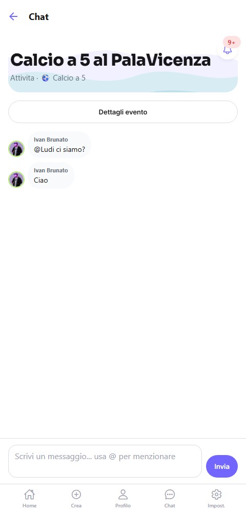 Chat dedicata a un evento