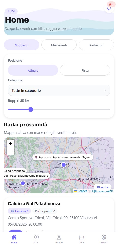 Home: scoperta eventi vicino a te con radar di prossimità