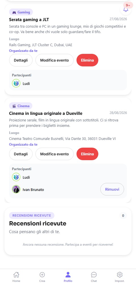 Recensioni ricevute sul profilo