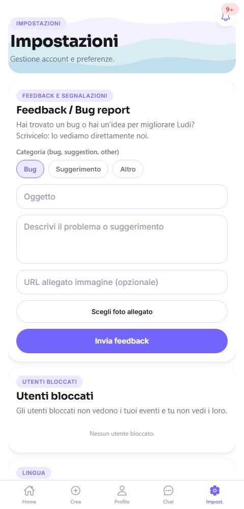 Impostazioni: sicurezza e utenti bloccati
